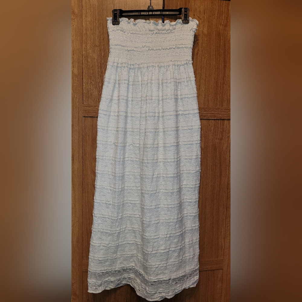 Espresso size large lace bohemian strapless dress